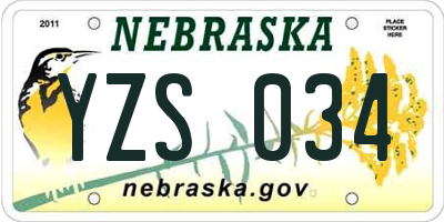 NE license plate YZS034