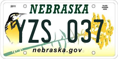 NE license plate YZS037