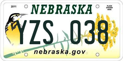 NE license plate YZS038