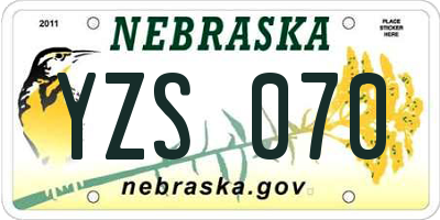 NE license plate YZS070