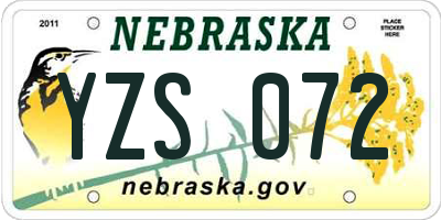 NE license plate YZS072