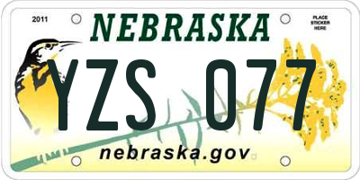 NE license plate YZS077