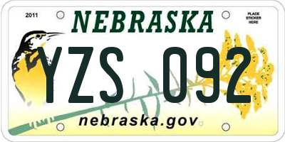 NE license plate YZS092