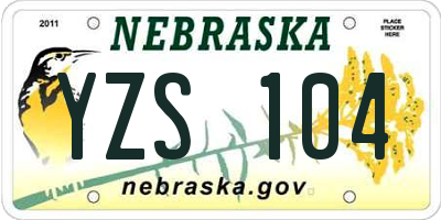 NE license plate YZS104