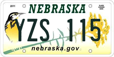 NE license plate YZS115