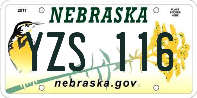 NE license plate YZS116