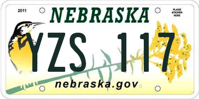 NE license plate YZS117