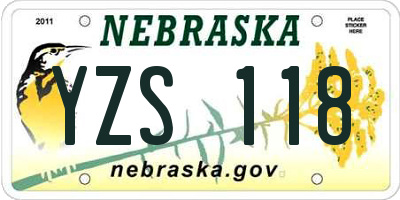 NE license plate YZS118
