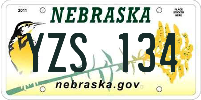 NE license plate YZS134
