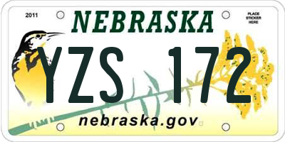 NE license plate YZS172