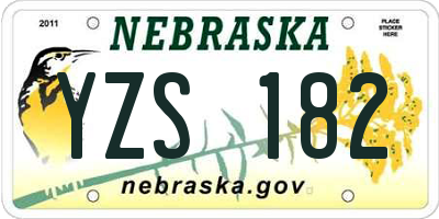 NE license plate YZS182