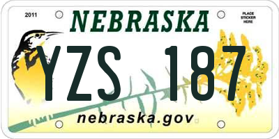 NE license plate YZS187
