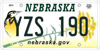 NE license plate YZS190