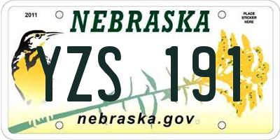 NE license plate YZS191