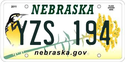 NE license plate YZS194