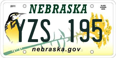 NE license plate YZS195