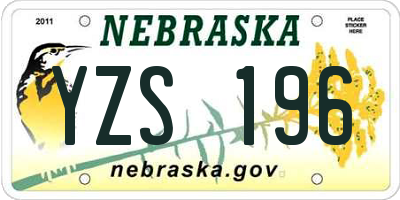 NE license plate YZS196