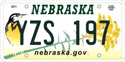 NE license plate YZS197