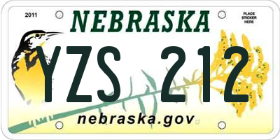 NE license plate YZS212