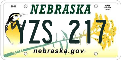 NE license plate YZS217