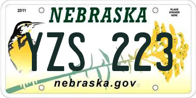 NE license plate YZS223