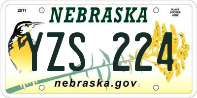 NE license plate YZS224