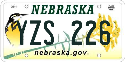 NE license plate YZS226