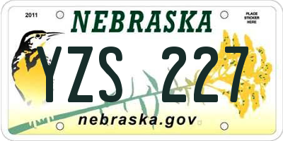 NE license plate YZS227
