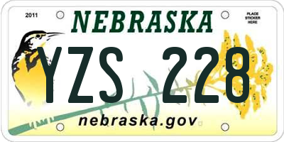 NE license plate YZS228