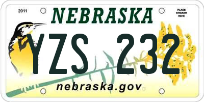 NE license plate YZS232
