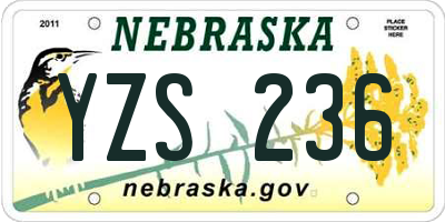 NE license plate YZS236