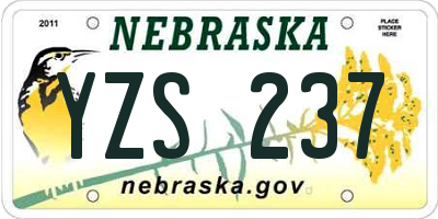 NE license plate YZS237