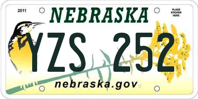 NE license plate YZS252