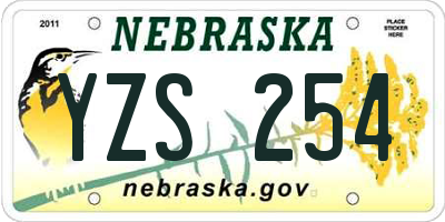 NE license plate YZS254