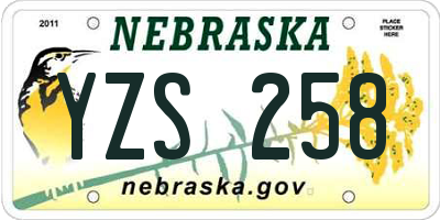 NE license plate YZS258
