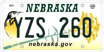 NE license plate YZS260