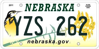 NE license plate YZS262