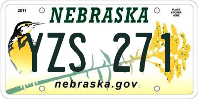 NE license plate YZS271