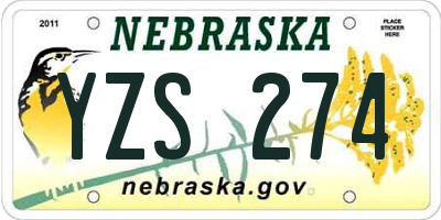 NE license plate YZS274