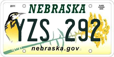 NE license plate YZS292