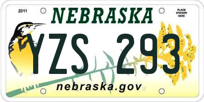 NE license plate YZS293
