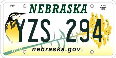 NE license plate YZS294