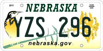 NE license plate YZS296