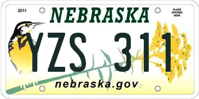 NE license plate YZS311
