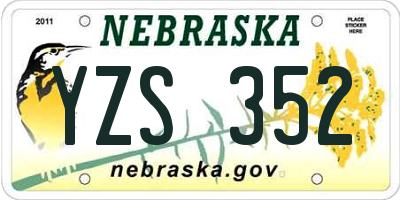 NE license plate YZS352