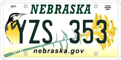 NE license plate YZS353