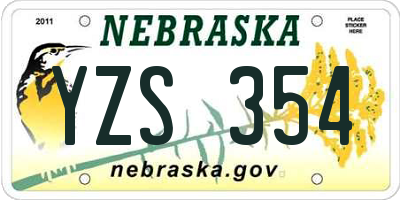 NE license plate YZS354