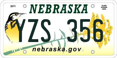 NE license plate YZS356
