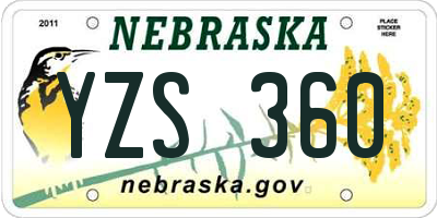 NE license plate YZS360