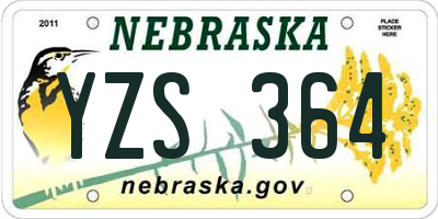 NE license plate YZS364